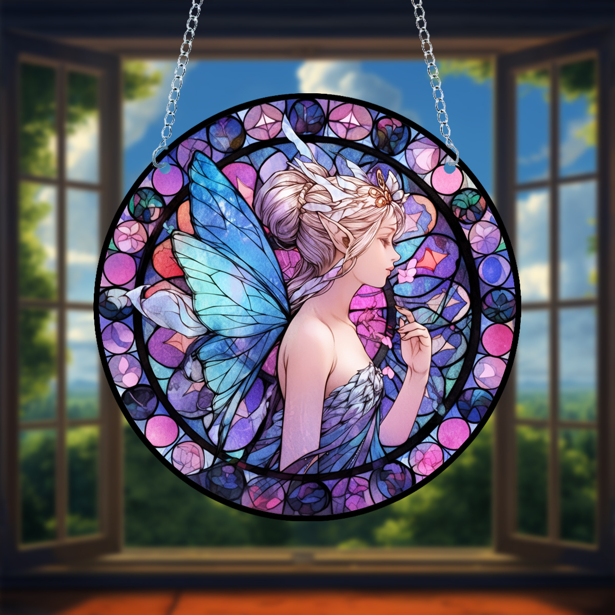 1pc 3D Fairy Stained Window Hanging, Fairy Decor Suncatcher For Windows,  Art Women Gifts For Fairy Theme Birthday Wedding Home Decoration