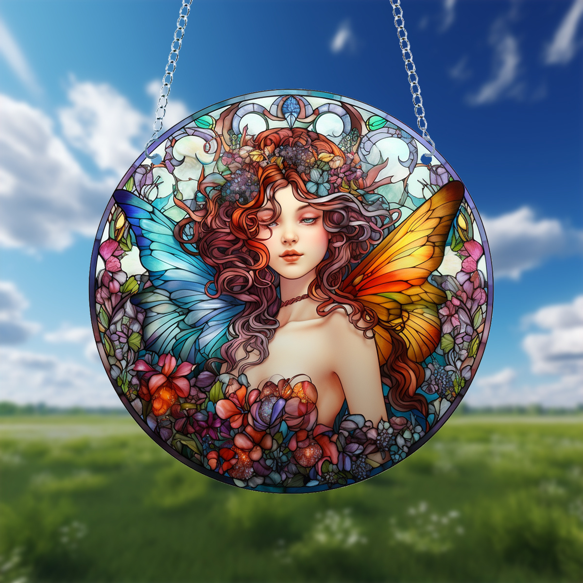 1pc 3D Fairy Stained Window Hanging, Fairy Decor Suncatcher For Windows,  Art Women Gifts For Fairy Theme Birthday Wedding Home Decoration