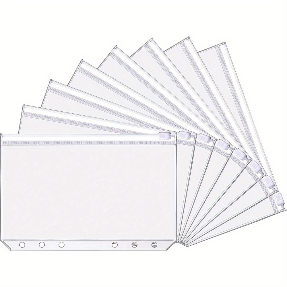 10pcs A7 Size Transparent Loose-leaf Bag 6 Holes For Notebook