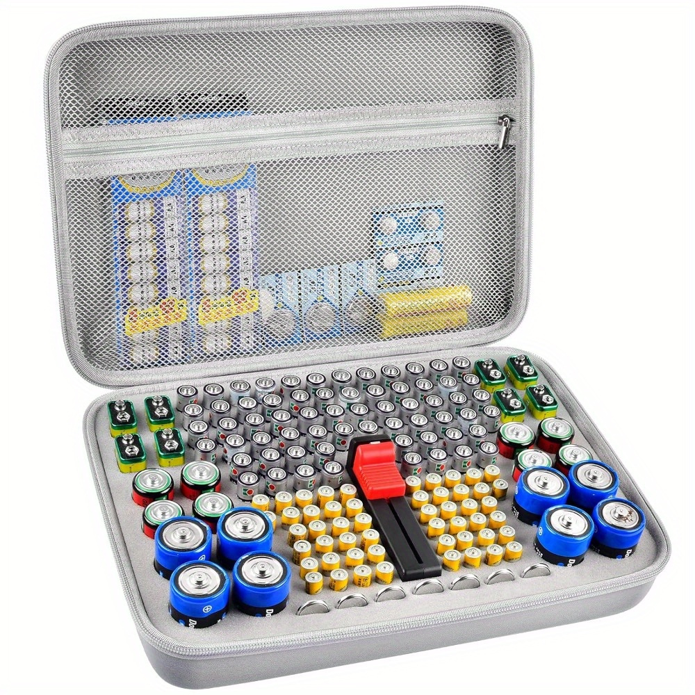 Battery Organizer Storage Case With Tester Checker. - Temu