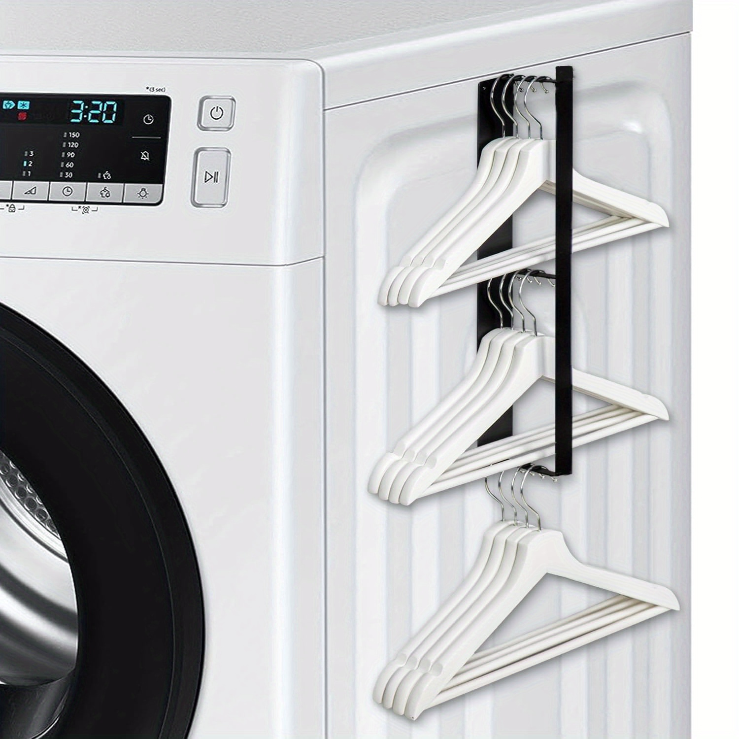 Magnetischer Kleiderbügel-Organizer, Wandmontierter  Waschmaschinen-Kleiderbügelhalter, Verdickter Wandhandtuchhalter Für  Badezimmer-Waschmaschine(Schwarz) : : Küche, Haushalt & Wohnen
