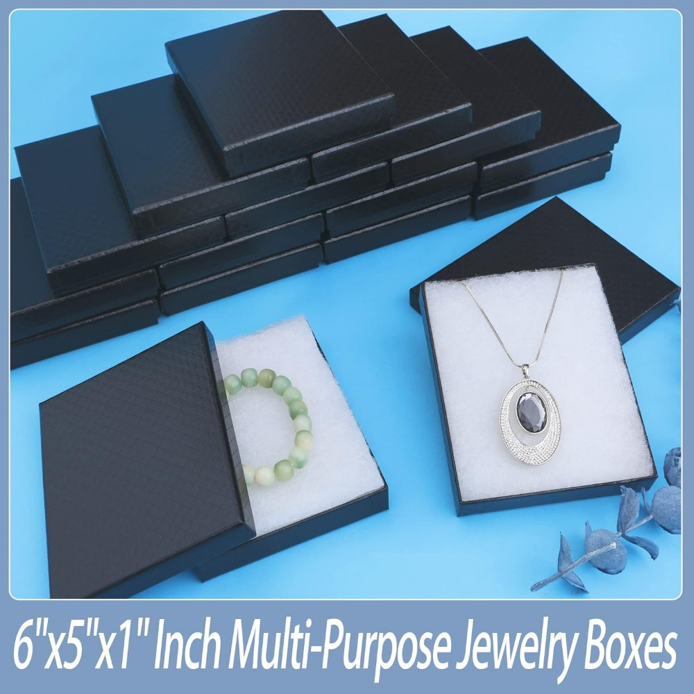 Cardboard Jewelry Boxes 10 Pack - 3.5X3.5X1 Bulk Cotton Filled Small  Gift Box