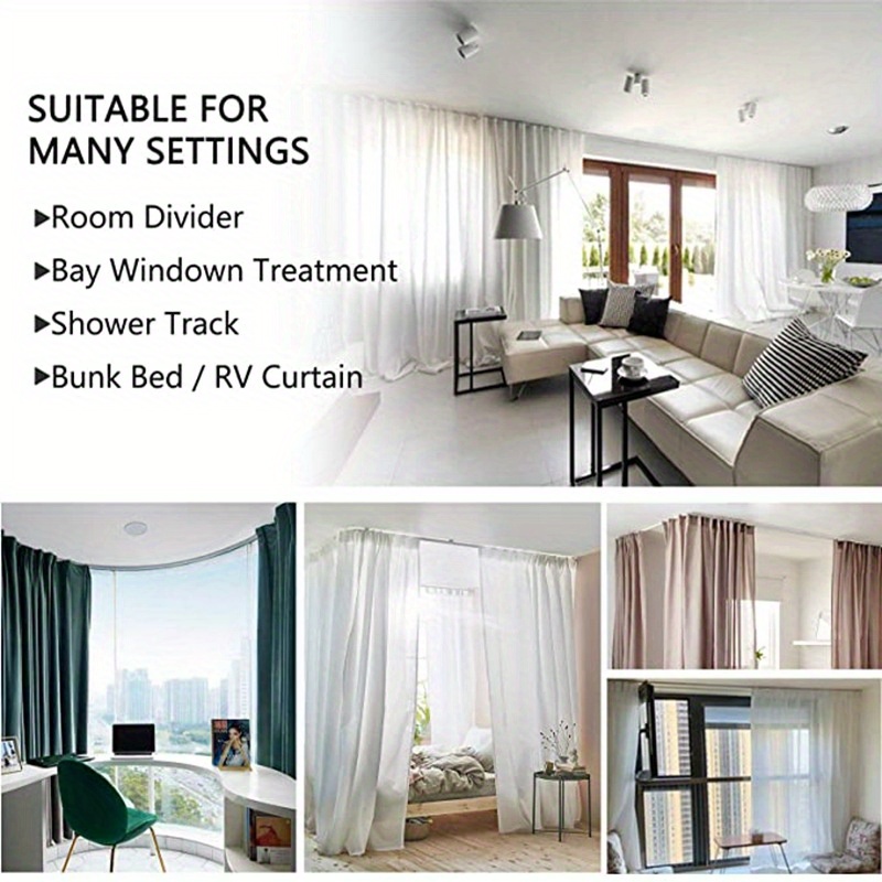 Bendable Ceiling Curved Curtain Track Flexible Ceiling Curtain Mount Soft  Windows Curved Track for Curtain Rail with Metal Curtain Hooks, Bed  Curtains