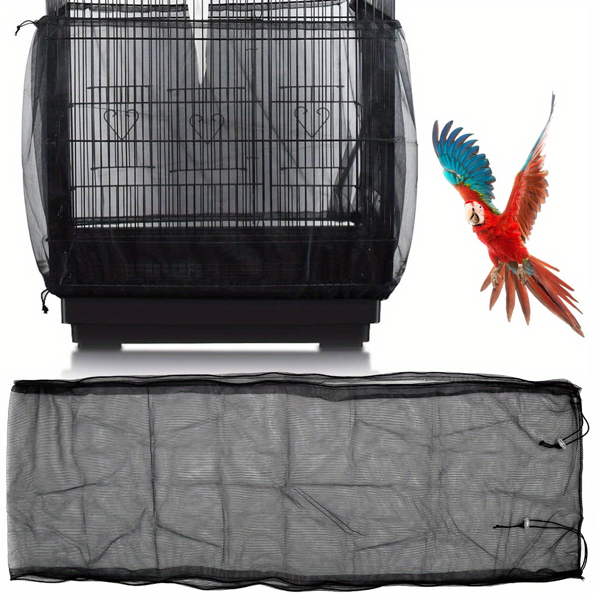 Cage à oiseaux en nylon, filet de protection pour cage à oiseaux, cage à  oiseaux en maille, protection de sécurité anti-poussière réglable  universelle