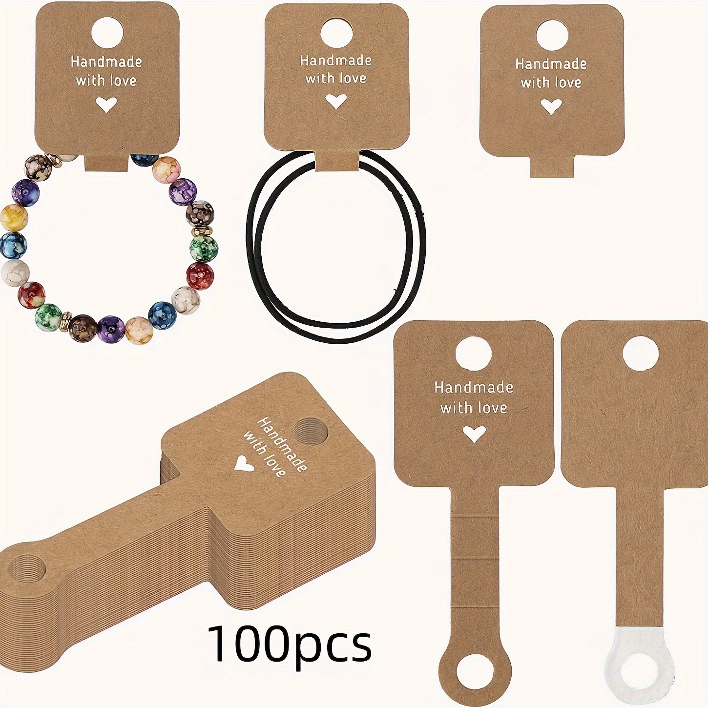 100pcs Jewelry Display Cards Sturdy Clip Self-adhesive Jewelry Packaging Card For Bracelet Necklace Hair Rope Keychain Earrings And Suspenders Small B