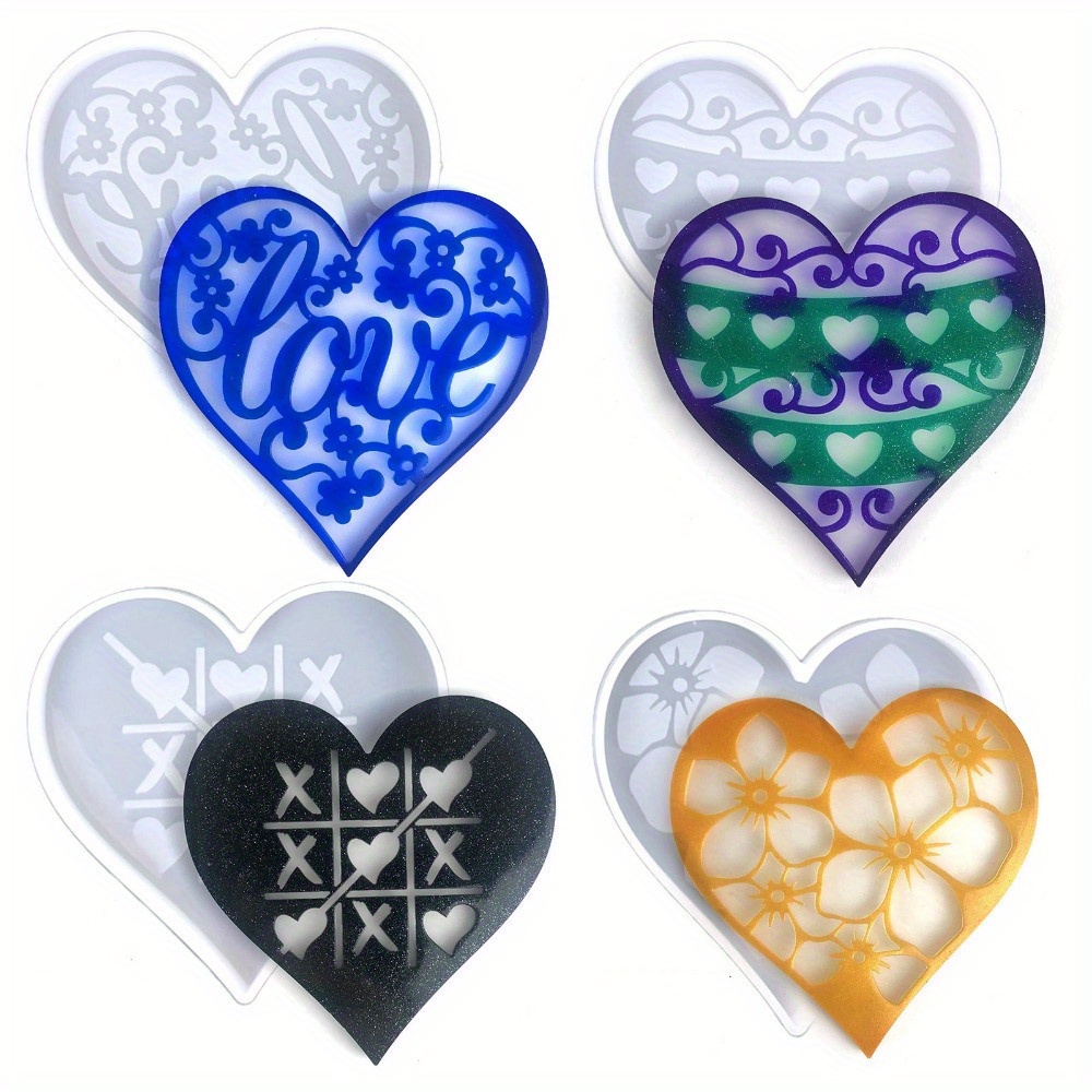 2pcs Valentine's Day Resin Shaker Molds Set Heart Quicksand Silicone Molds