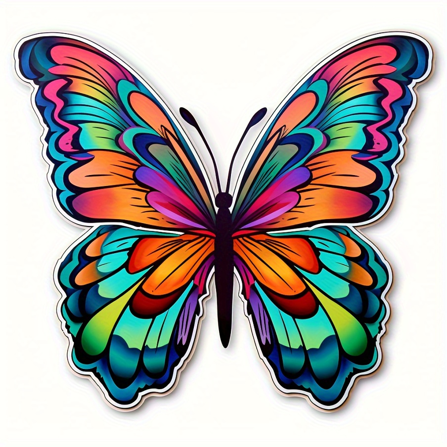 

4 In 1 Vibrant Butterfly Pattern Car Stickers - Outdoor Rated Vinyl Decals For Windows, Bumpers, Laptops & Crafts