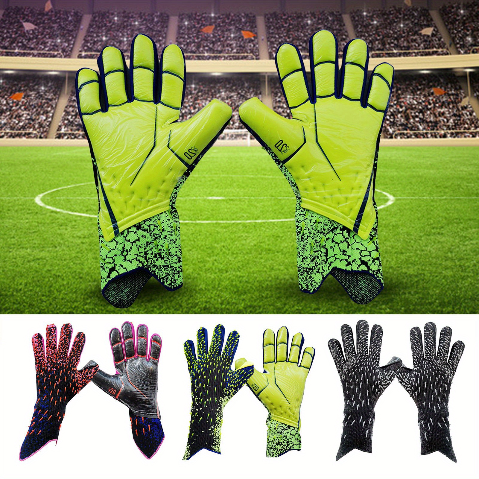 

1pair Thickened Latex Soccer Goalkeeper Gloves, Outdoor Football Training Sports Gloves