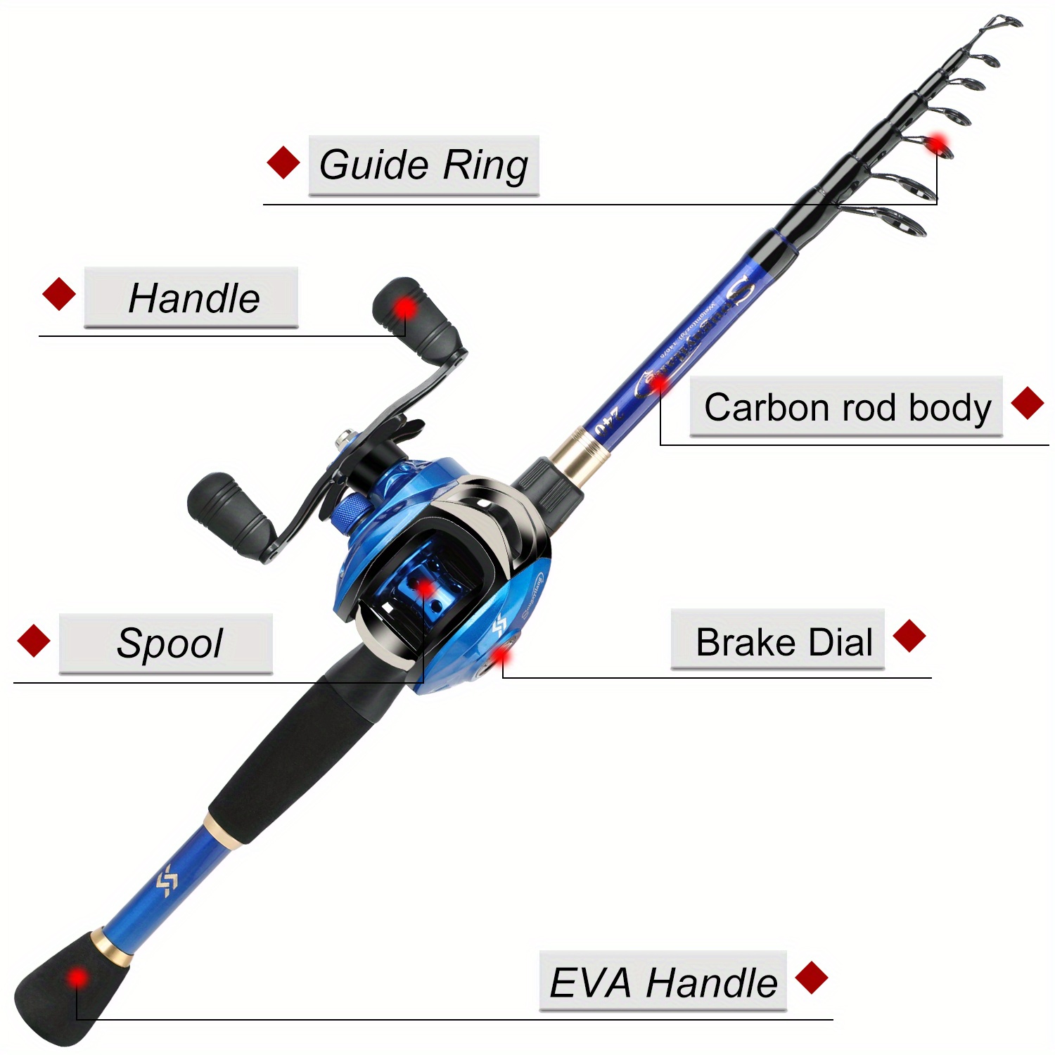 Sougayilang 4 Sections Fishing Rod: Eva Cork Handle Bass - Temu