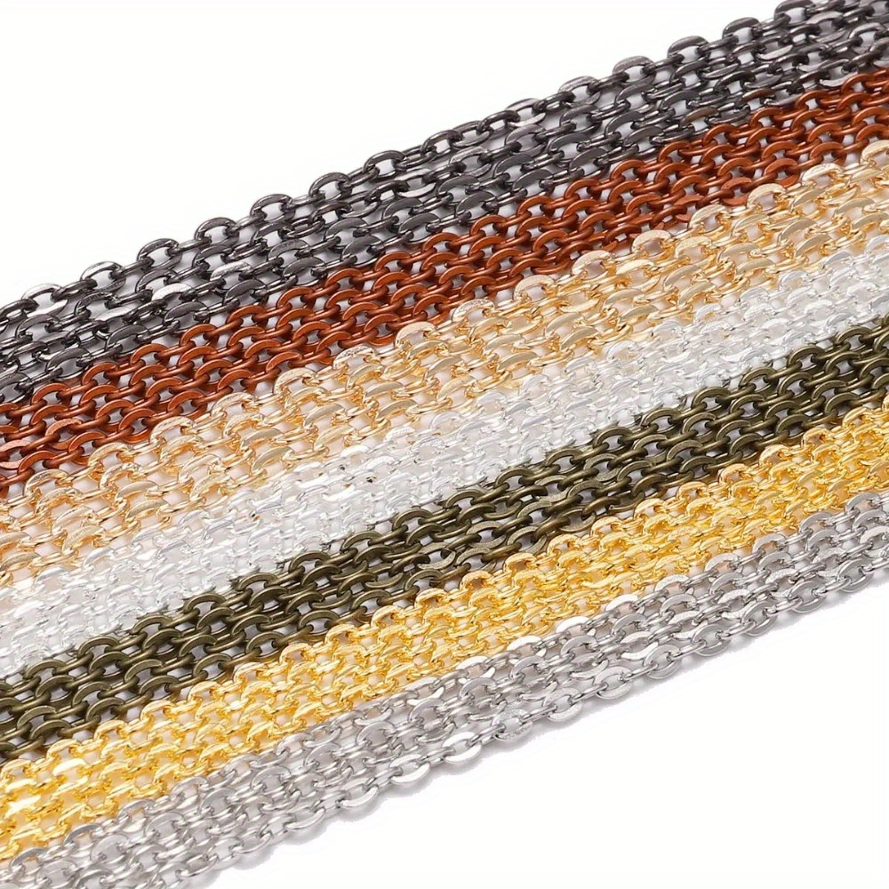 

5m/pack Rhodium Bronze Color Flat Chain Necklace Chains For Diy Necklaces Jewelry Making Findings Accessories