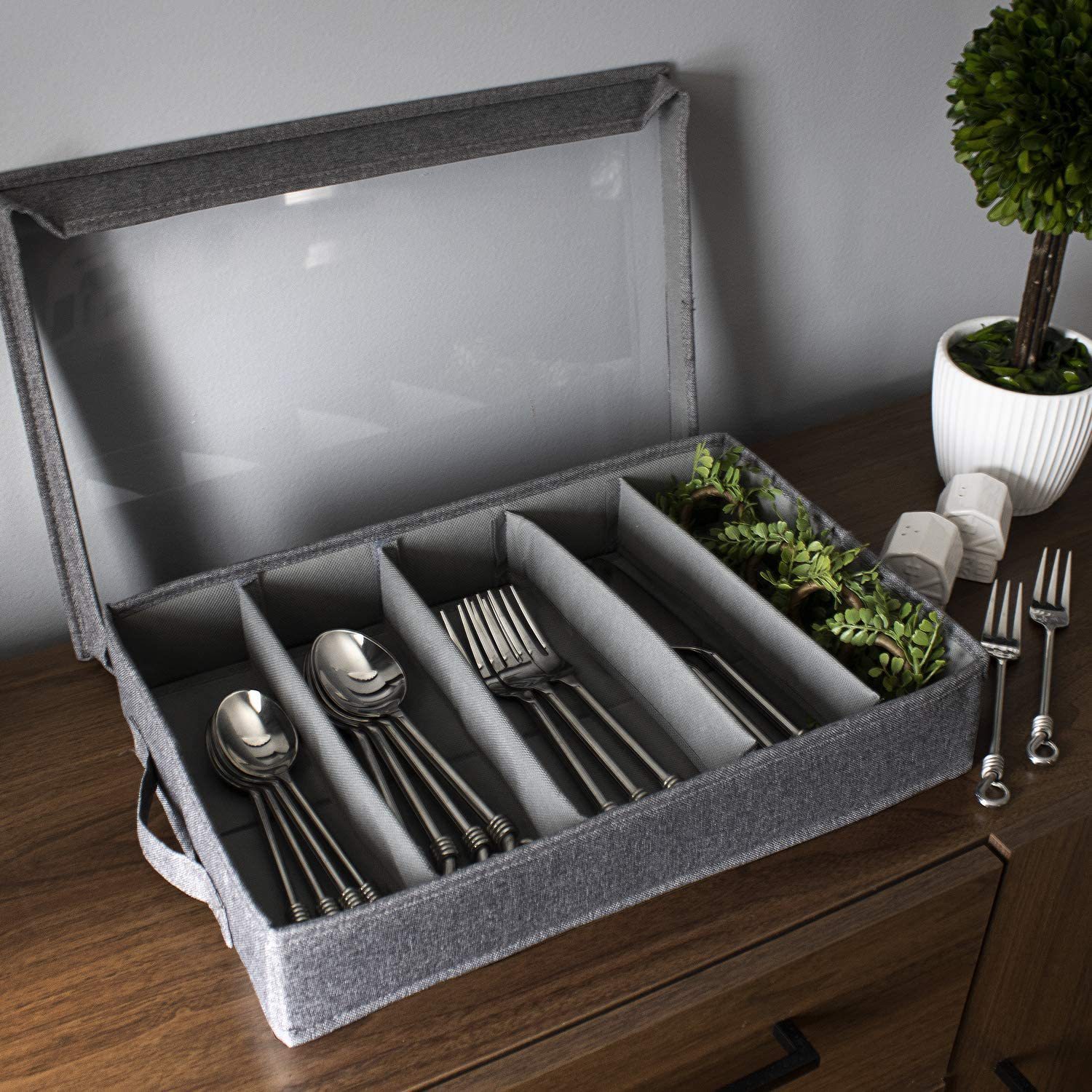 5 Compartment Foldable Flatware Storage Case With Pvc - Temu