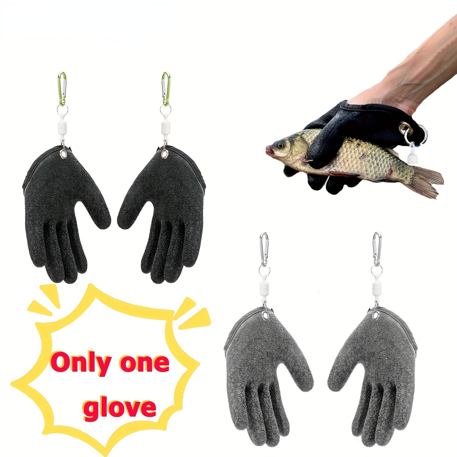1pc Non Slip Waterproof Fishing Catching Gloves With Magnetic