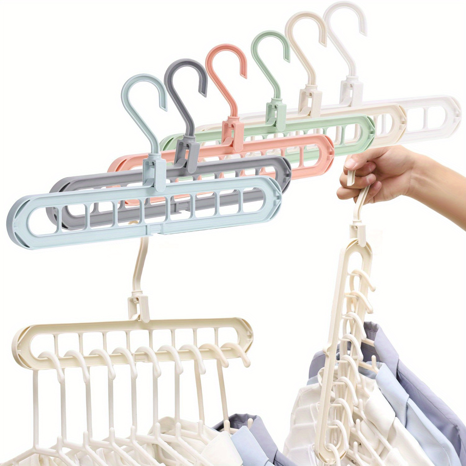 9-Hole Multifunctional Clothes Hanger for Wardrobe Organization