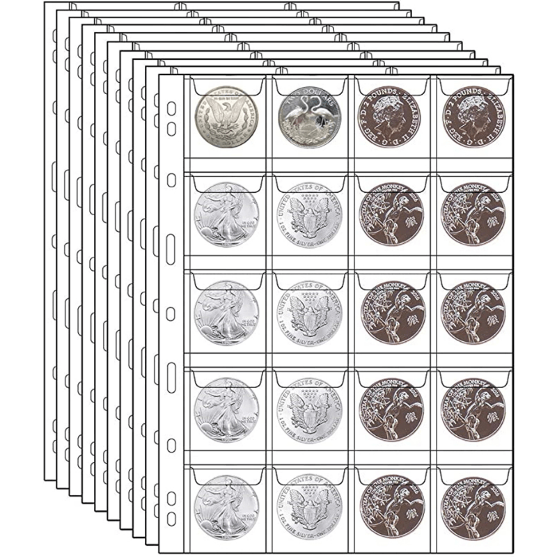 

Organize Your Coins And Medallions With This 5/10 Packs X 20 Pocket Coin Holder Sheet!