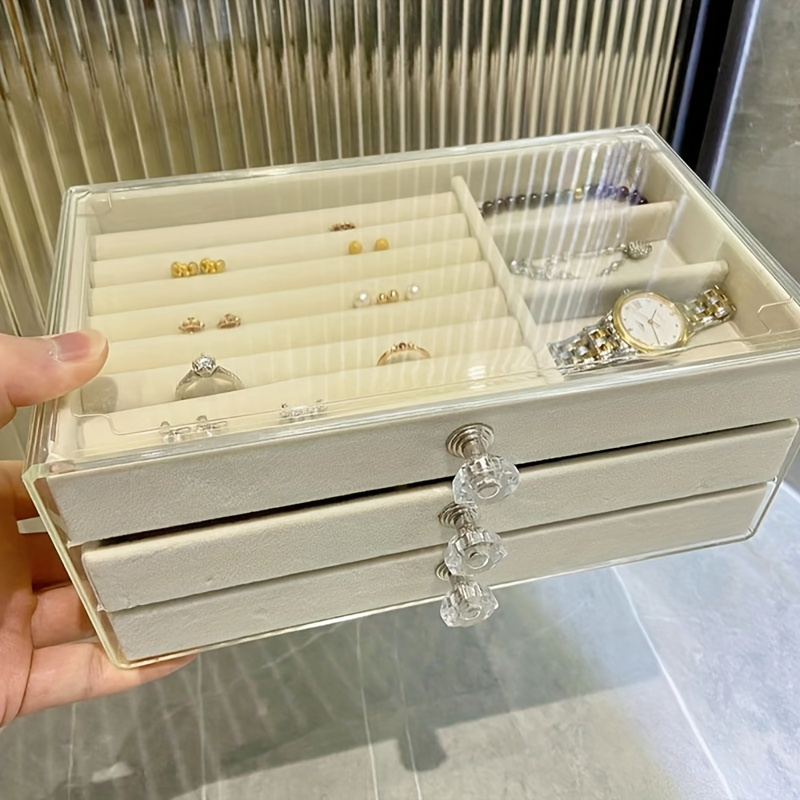 Transparent Acrylic Display Case - 3 Layers Jewelry Box Organizer