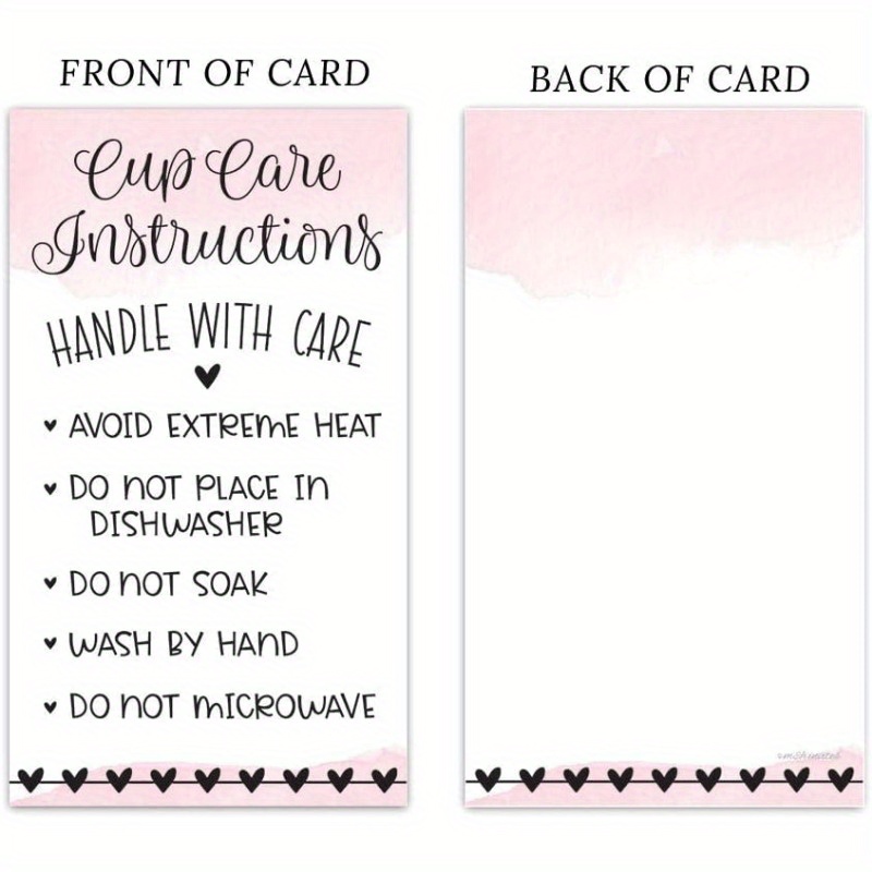 Tumbler Care Instructions Cards Packaging Customer - Temu