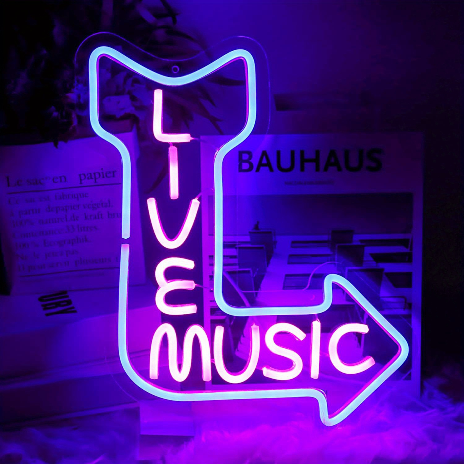 1pc Live Music Neon Sign Light, Für Wanddekoration, Musik LED Wort