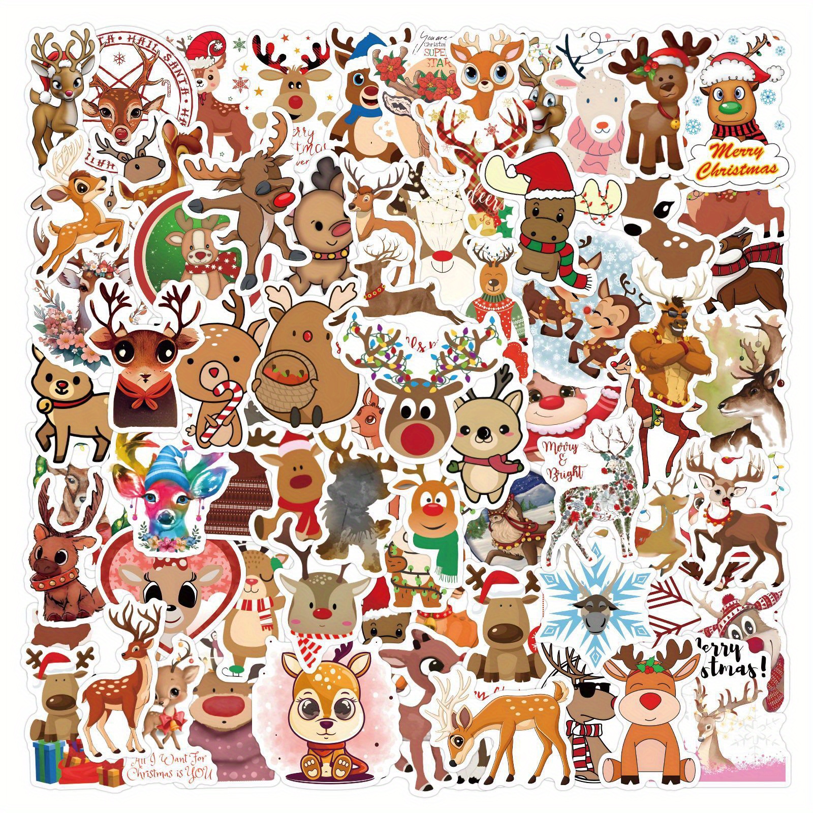 Merry Christmas Reindeer Pattern Water Bottle