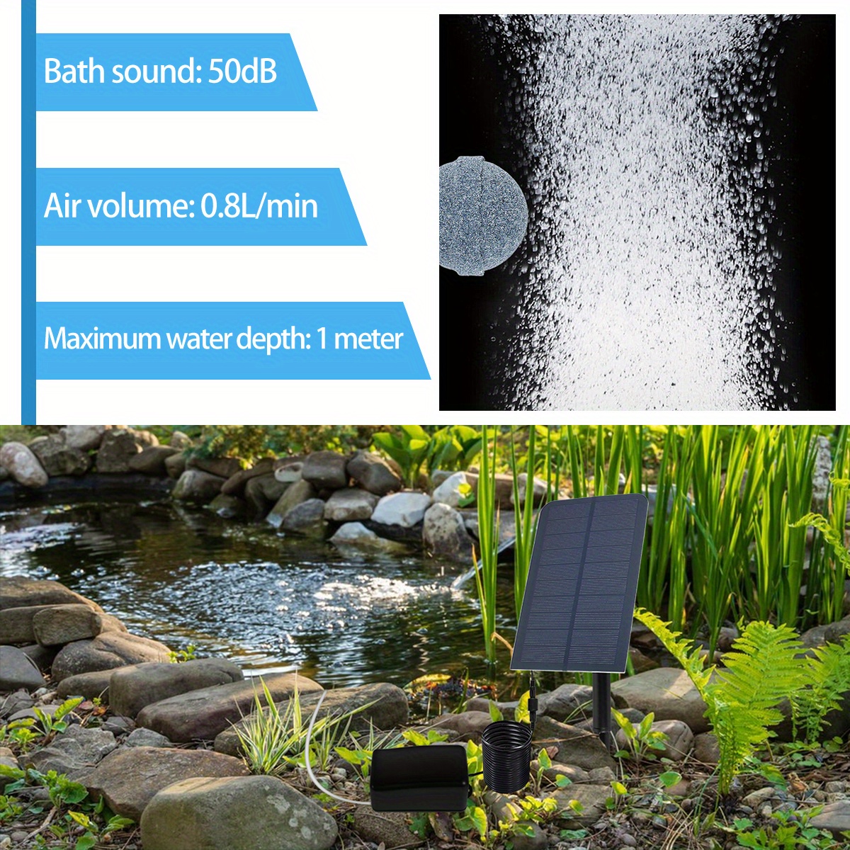 Fuente solar con bomba de agua de panel para estanque pequeño al aire libre  NEW