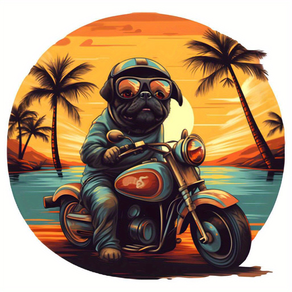 Design Super Cool Pug Dog Riding A Motorcycle Heat Transfer - Temu United  Kingdom