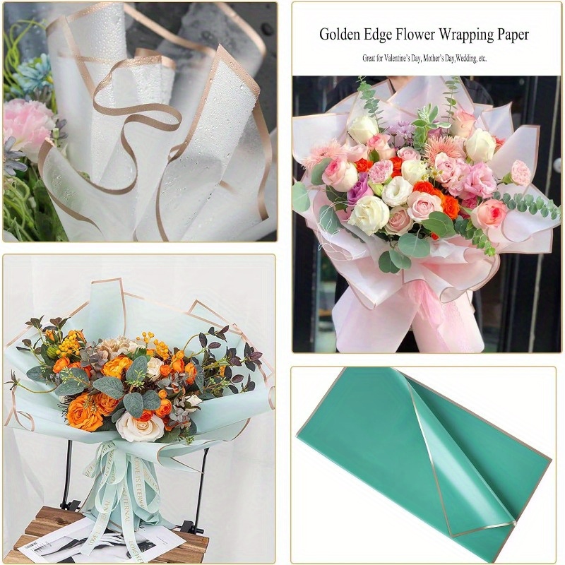  20 Sheets Flower Wrapping Paper, Waterproof Floral