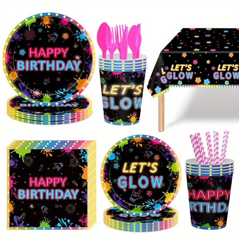 Neon Glow Photo Booth Props Hiphop Let's Glow Party Supplies - Temu
