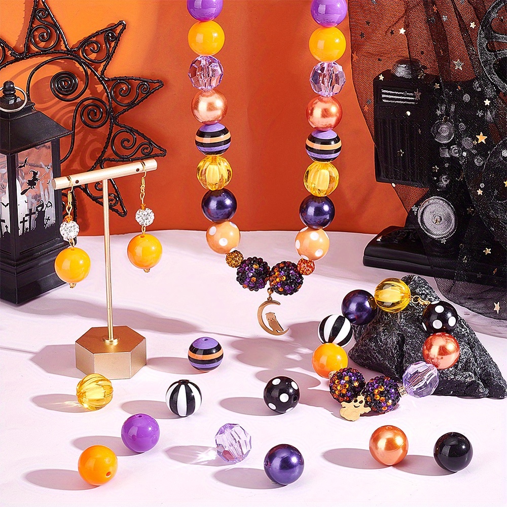 New 20mm Halloween Mix Bubblegum Beads, Black, Orange, Purple, Mixed G –  Beadstobows