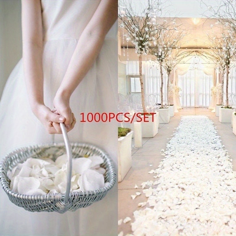 

1000pcs Artificial Silk Rose Petals For Wedding Party Decor, Table Decorations, Christmas Decorations, Home Decor, Room Decor, Party Supplies, White