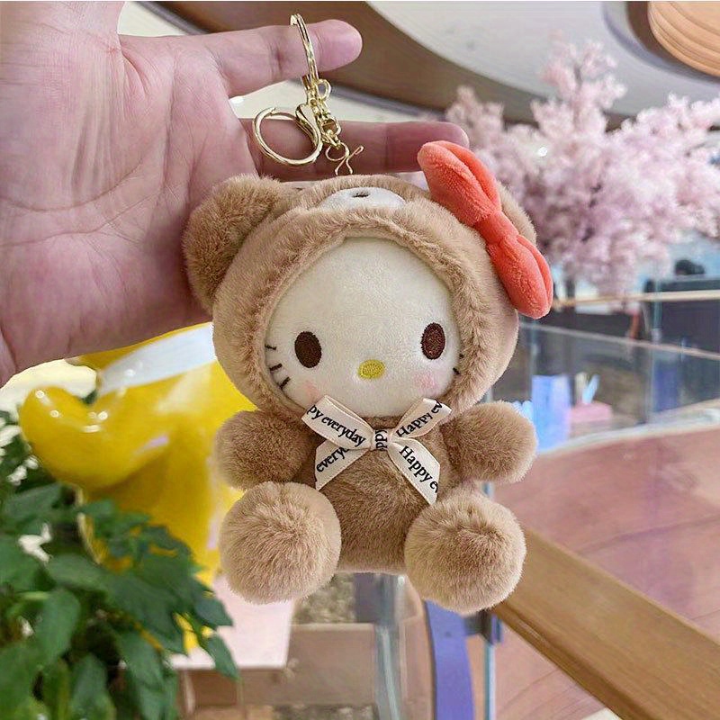 Sanrio Plush Keychain Hello Kitty MyMelody Kuromi Cinnamoroll Cartoon  Animal Stuffed School Bag Pendant Backpack Decoration Doll