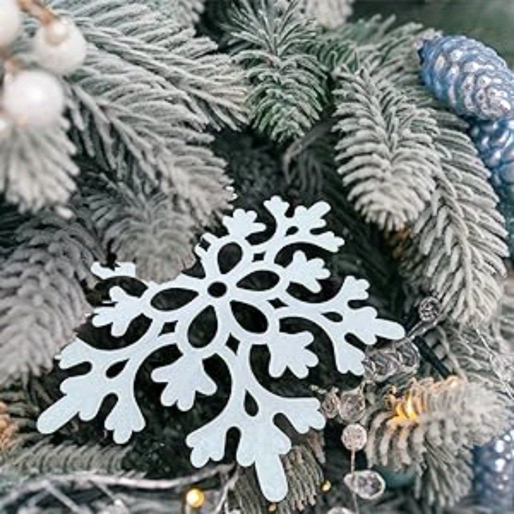 EIMMBD 6pcs Large Snowflakes Ornaments, 12” Plastic Glitter Snowflake  Decorations for Indoor Outdoor Christmas Trees Window Room Winter Party
