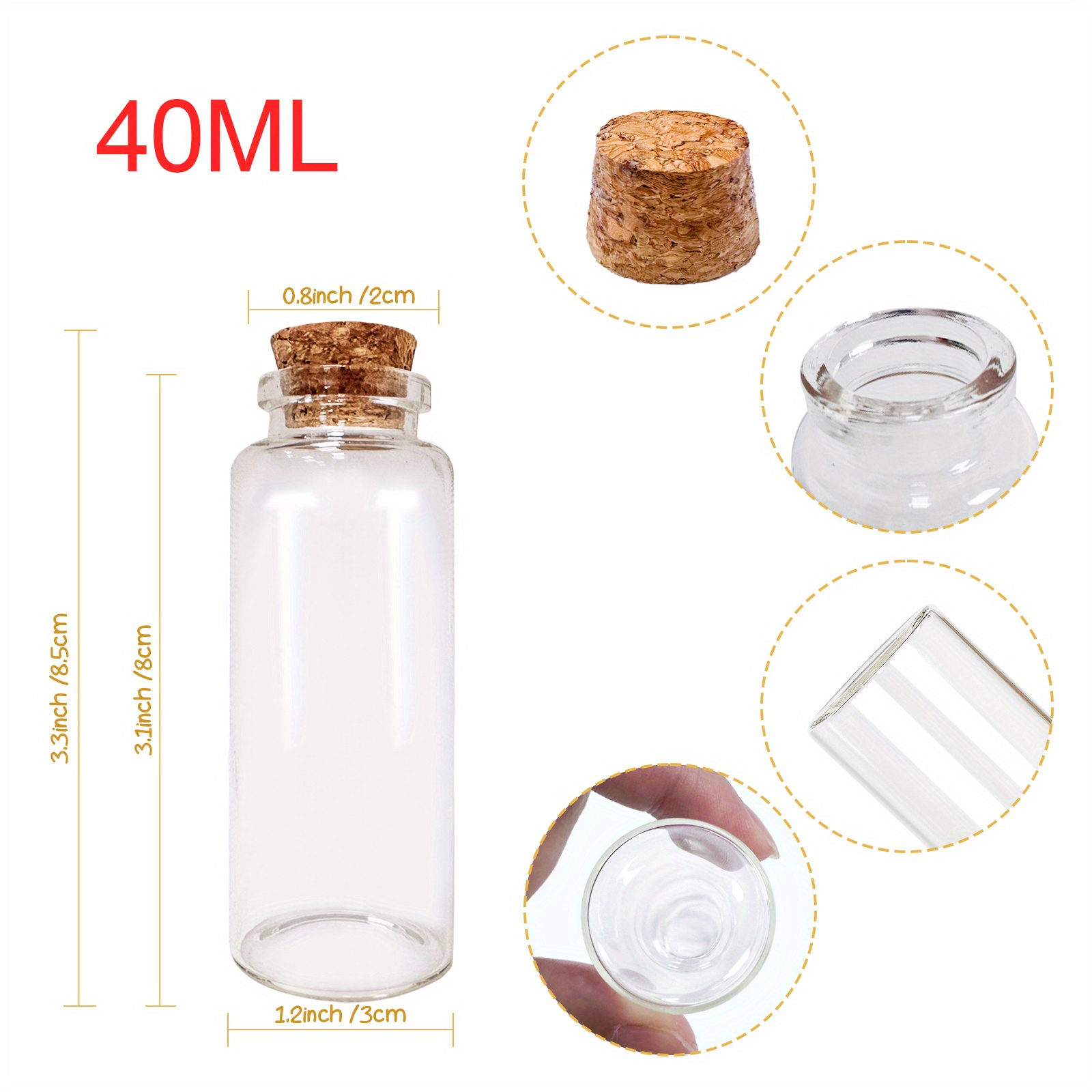 BLIENKREBY 32pcs Botella de Vidrio Mini, 40ml Botes Cristal Pequeños, Mini  Botellas de Cristal Con Tapa de Corcho para Invitados Bodas, Decoración,  Fiesta, Especias y Mermelada : : Hogar y cocina