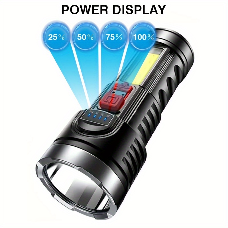 1pc led flashlight usb rechargeable high lumens tactical light handheld super brightest flashlights portable torch for outdoor camping emergency lantern details 0