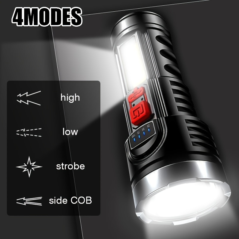 1pc led flashlight usb rechargeable high lumens tactical light handheld super brightest flashlights portable torch for outdoor camping emergency lantern details 1
