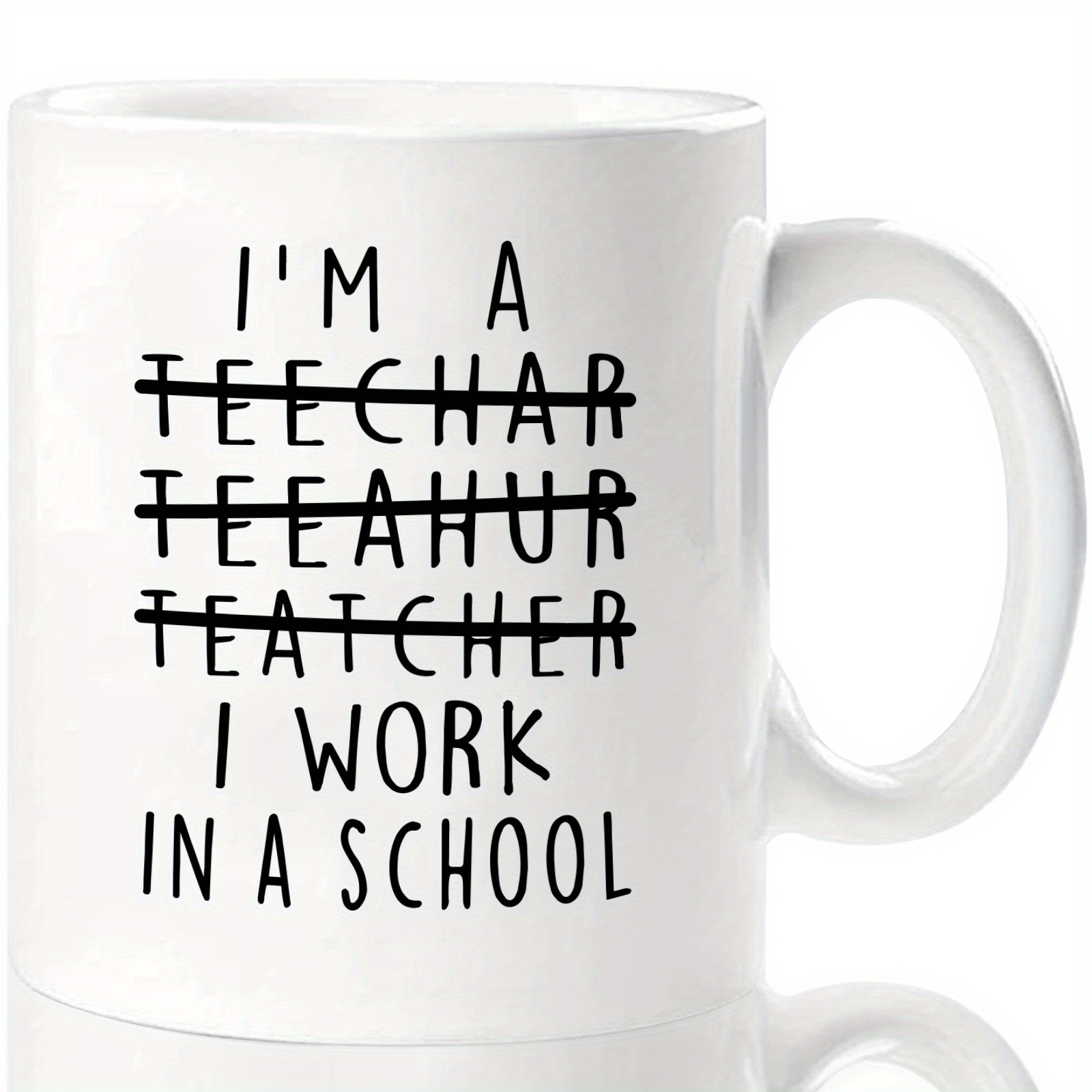 

1pc, Teacher Coffee Mug, 11oz Porcelain Coffee Cups, I Work In A School Funny Water Cups, Summer Winter Drinkware, Birthday Gifts, Holiday Gifts, Thanksgiving Gifts, Christmas Gifts