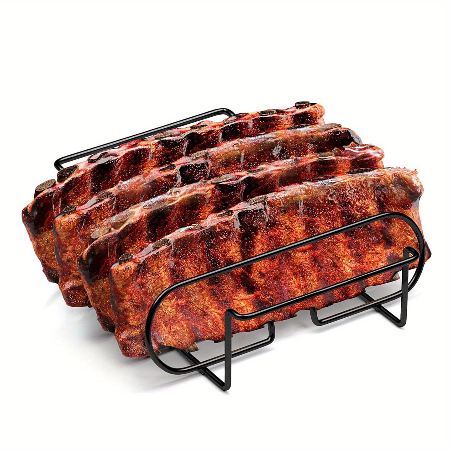 Extra Long Stainless Steel Rib Rack for Smoking and Grilling