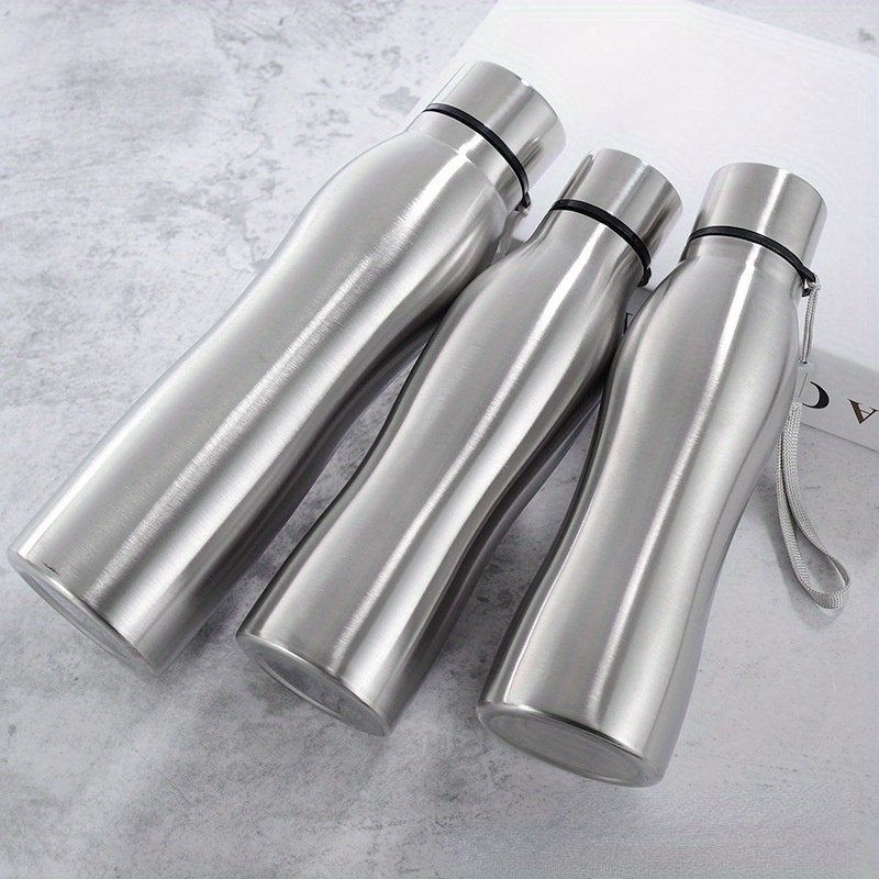 

1pc 750/1000ml Large Capacity Outdoor Sports Water Bottle With Steel Cap, Portable Stainless Steel Water Cup