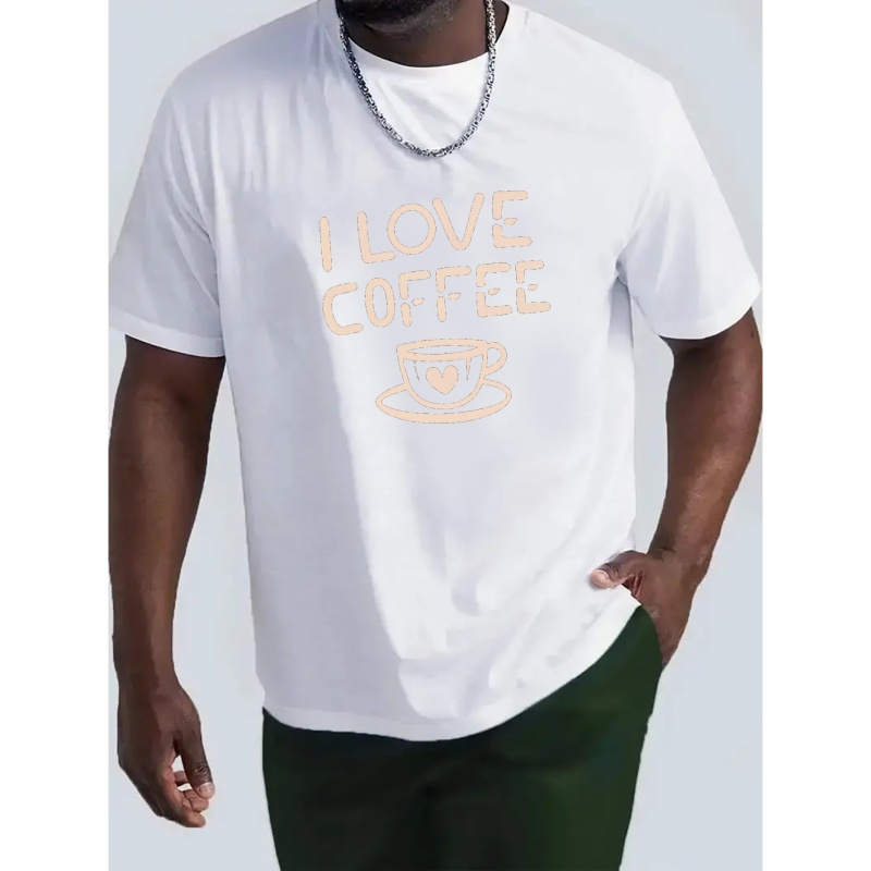 I Love Coffee プリント T シャツ メンズ T シャツ 夏用カジュアル半袖