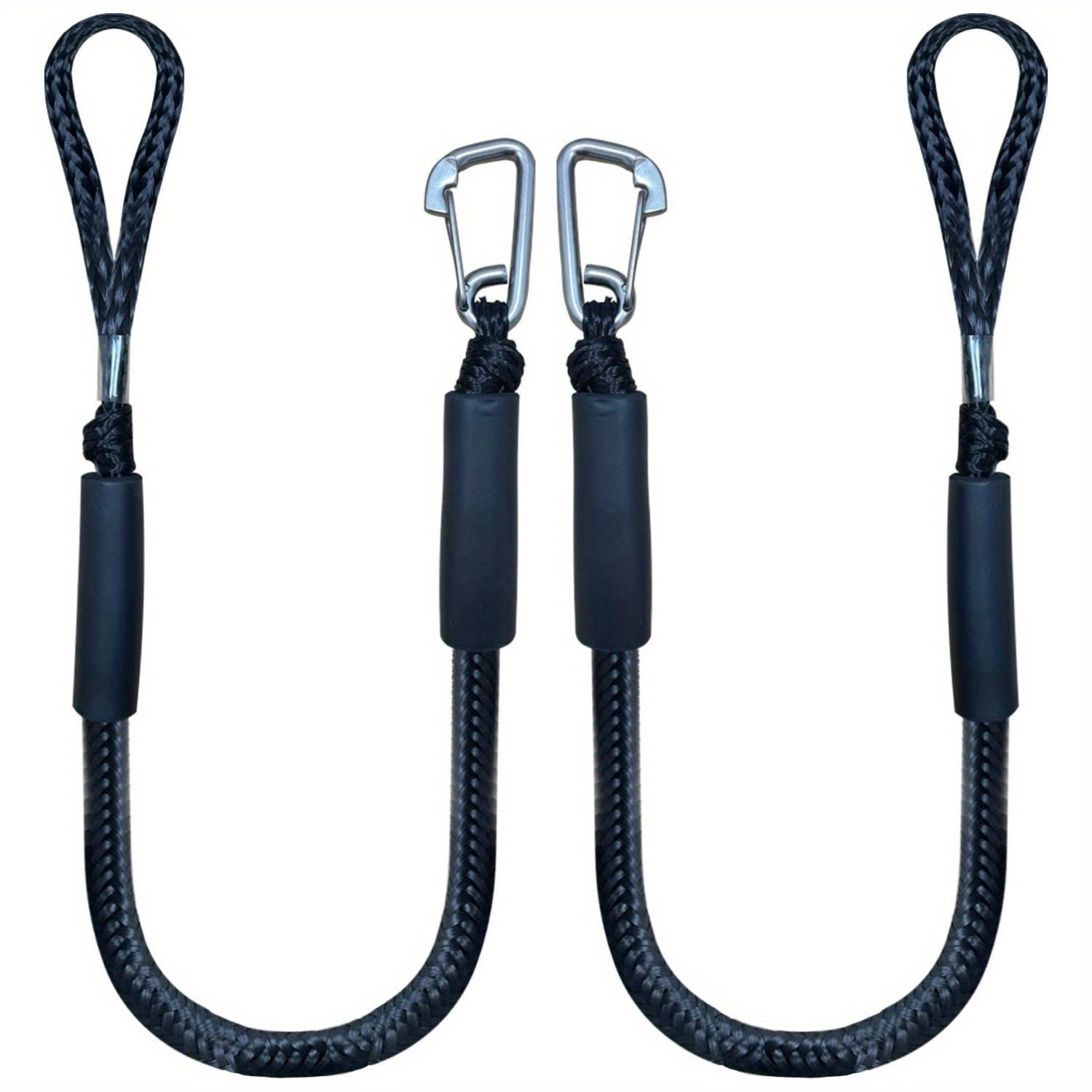 

2pcs Bungee Dock Line Boat Ropes Mooring Rope With Stainless Steel Clip For Boats, Built In Snubber, Suitable For Kayak, Watercraft, , Pontoon, Canoe, Power Boat