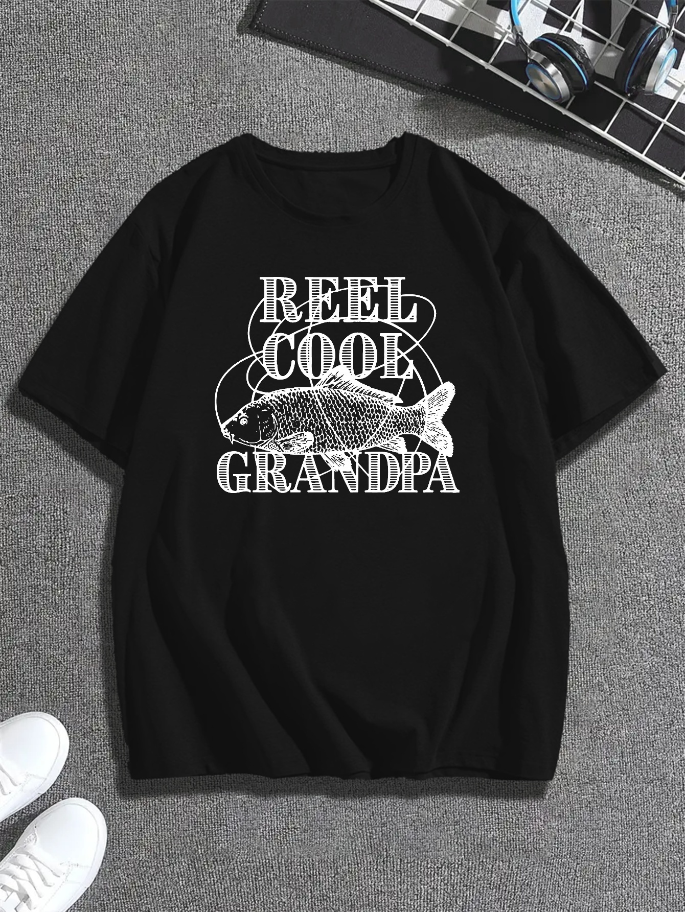 Reel Cool Grandpa Print T Shirt Tees Men Casual Short Sleeve - Temu Canada