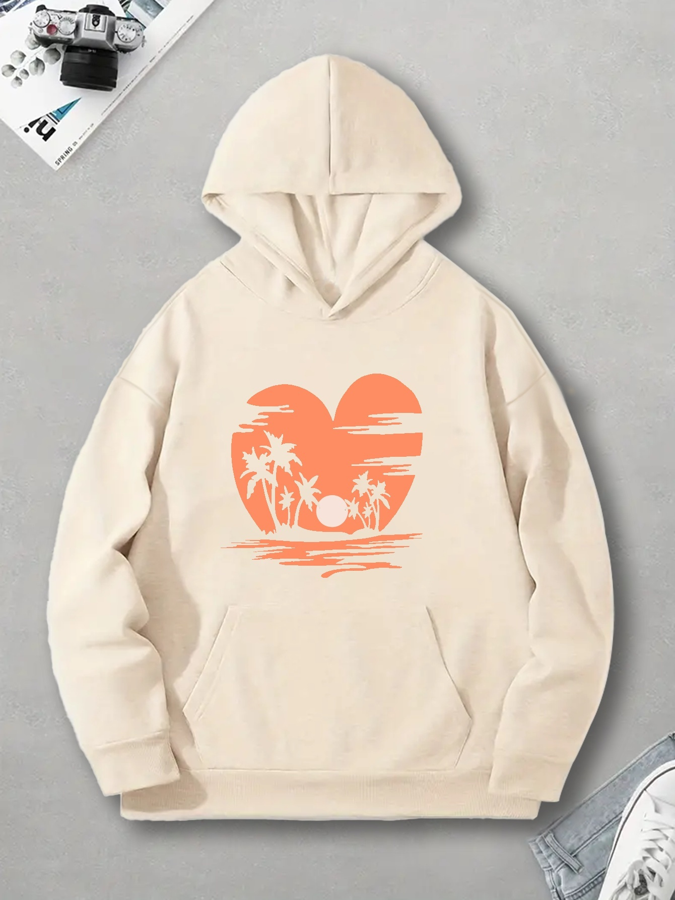 Sunset Beach Coconut Trees Print Hoodie Cool Sweatshirt Men - Temu