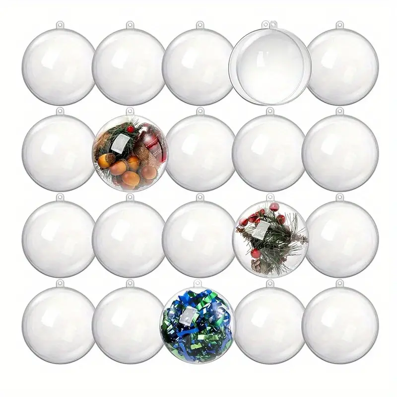 20pcs Clear Plastic Fillable Ornaments Ball, For Christmas, Wedding, Party,  Home Decor