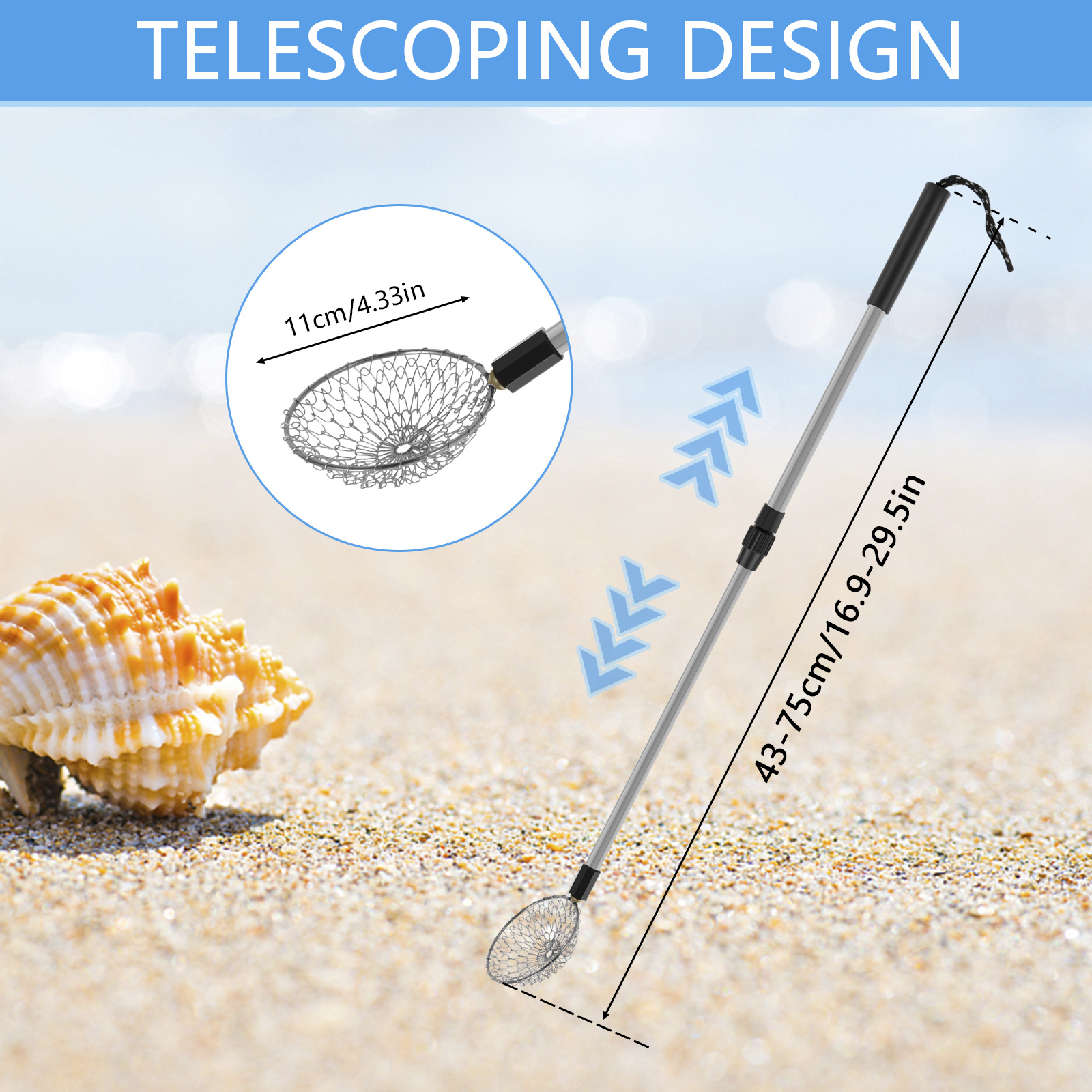 Fishing Net Telescoping Pole, Stainless Steel Lightweight and Portable  Fishing Net Telescoping Handle for Spoon Head