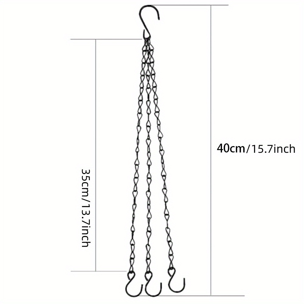 TEMU 2pcs, 40cm Imitation Rattan Hanging Basket Flower Pot Chain With 3 Hooks Basin Hydroponic Plants Plant Grow Basin For Home Garden Decor