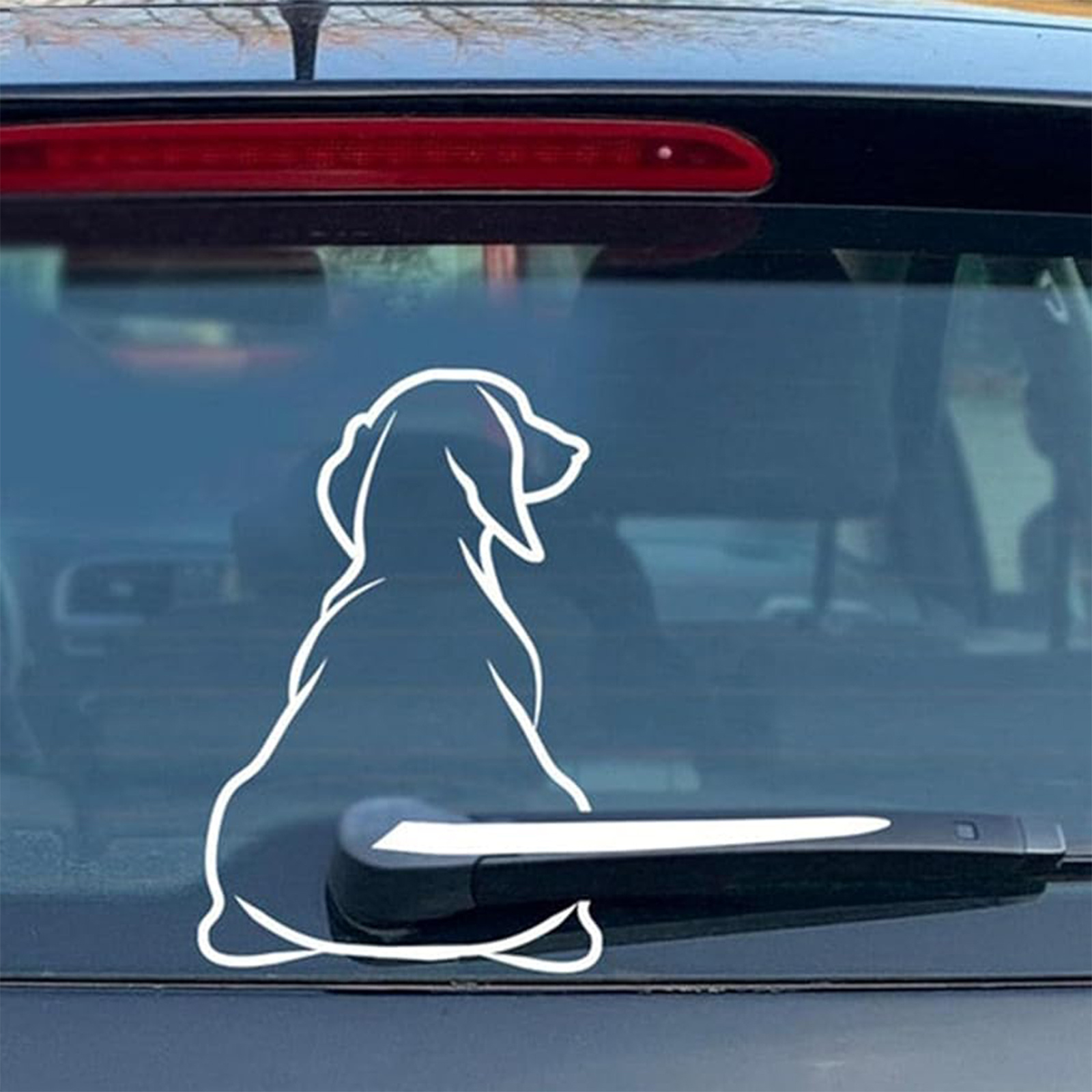 

White Funny Dog Moving Tail Decal Dog Windshield Wiper Sticker Cute Animal Puppy Car Sticker Waterproof Rear Window Wiper Decal Decoration