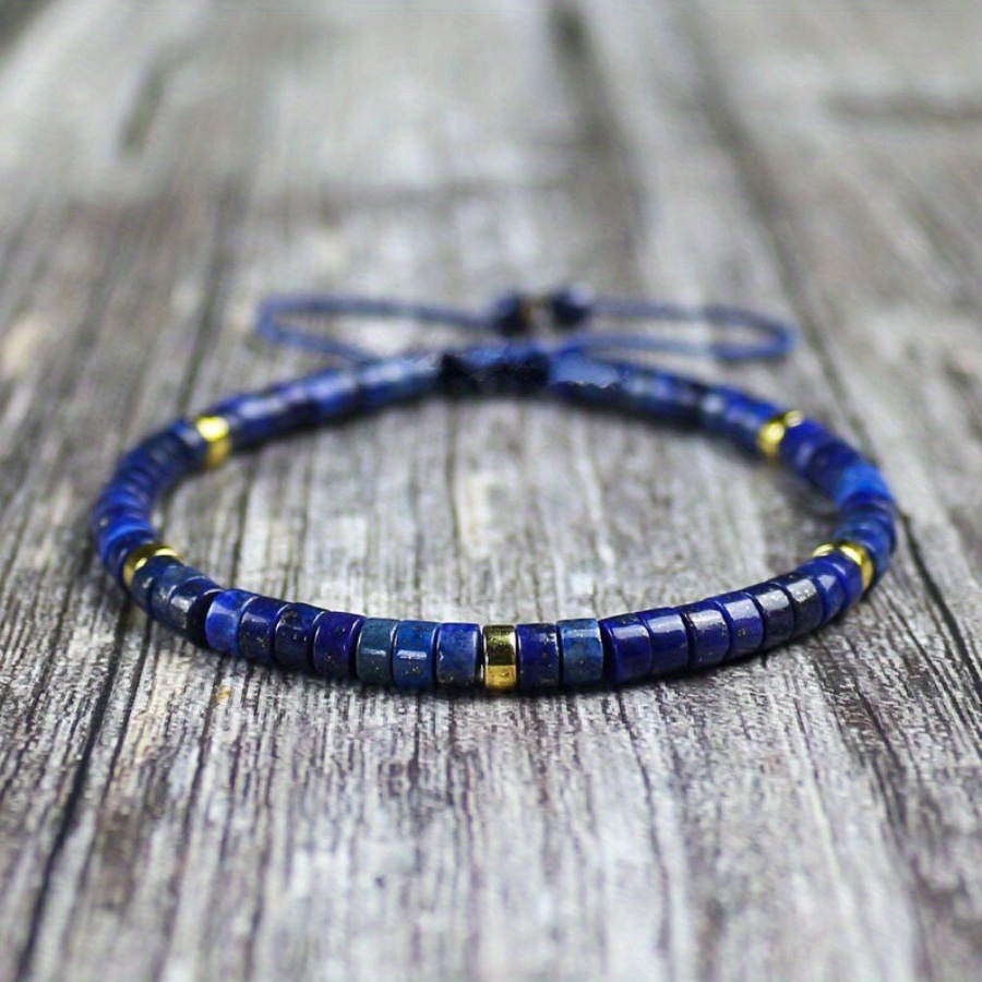 

1pc Lapis Lazuli Unisex Bracelet, Natural Gemstone Dainty Jewelry Gift