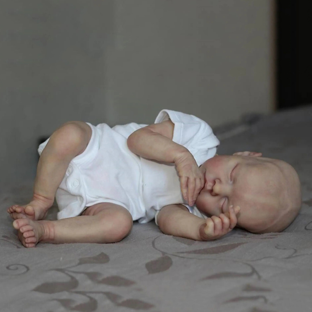 45CM Newborn Full Silicone Baby Girl Doll Reborn Sleeping Soft Cuddly Body  3D Skin with Visible Veins Handmade Doll