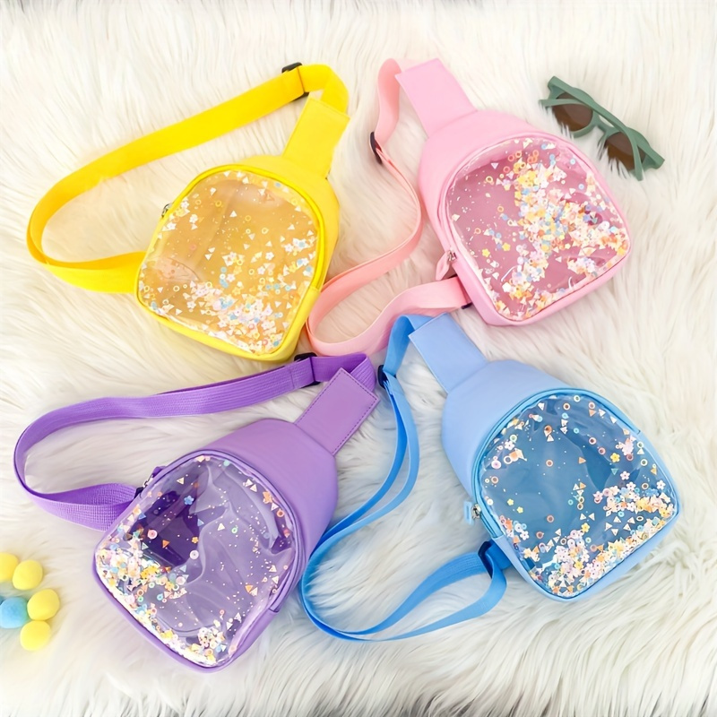 Fish Tail Women Waist Bag Pink Mini Crossbody Bag Multifunctional Cross  Purse Cashier Bag Sequins Chest Bag 