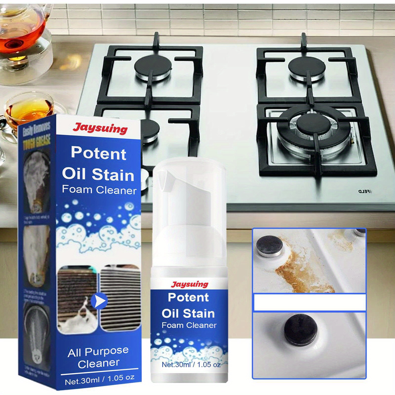 30ml/100ml Kitchen Grease Foam Cleaner Stain Remover Multi-Purpose