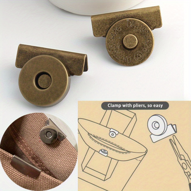 

5-20pcs 14x3mm Antique Bronze Magnetic Clasp Iron Clip Bag Mouth Edge Clip Handbag Button Clasp Bag Purse Making Accessories