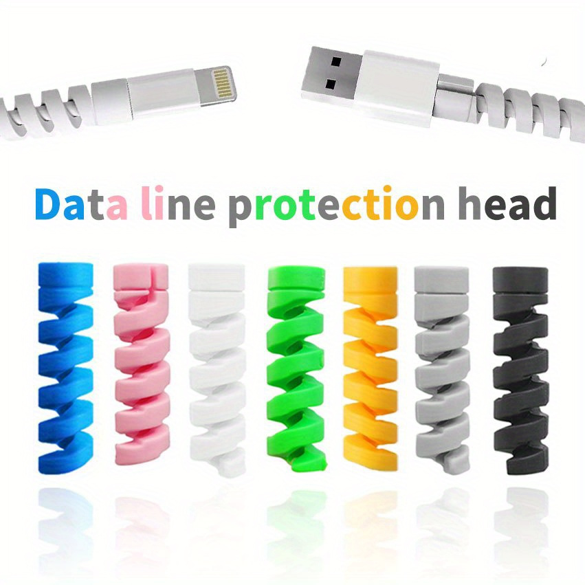 Protector USB en espiral de dibujos animados, Protector de Cable de carga,  bobinadora de silicona para